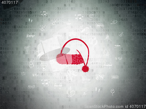 Image of Entertainment, concept: Christmas Hat on Digital Data Paper background