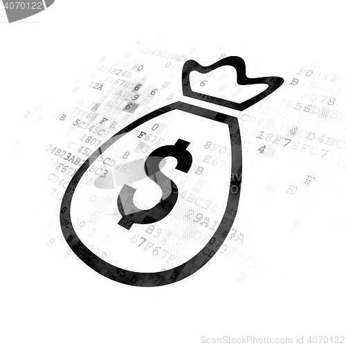 Image of Money concept: Money Bag on Digital background