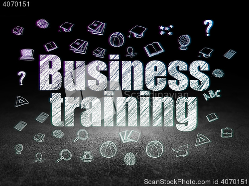 Image of Education concept: Business Training in grunge dark room