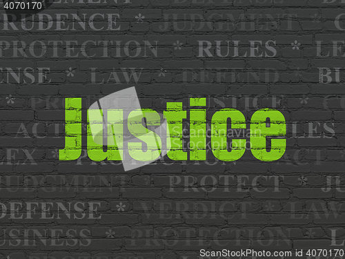 Image of Law concept: Justice on wall background
