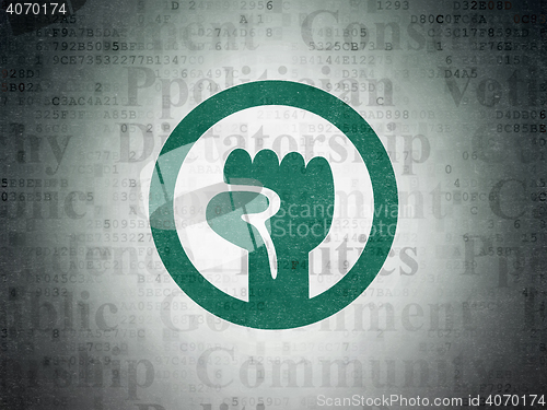 Image of Political concept: Uprising on Digital Data Paper background