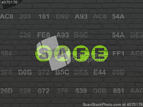 Image of Protection concept: Safe on wall background