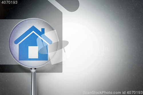 Image of Business concept:  Home with optical glass on digital background
