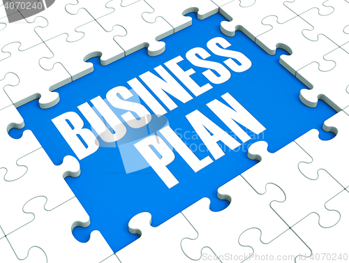 Image of Business Plan Puzzle Shows Business Strategies