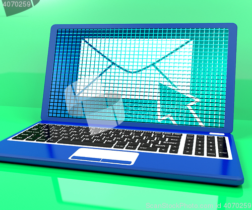 Image of Email Icon On Laptop Showing Emailing Or Contacting