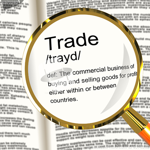 Image of Trade Definition Magnifier Showing Import And Export Of Goods