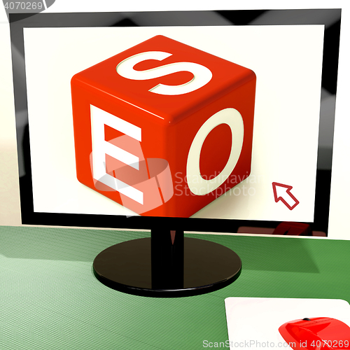 Image of Seo Dice On Computer Shows Online Web Optimization