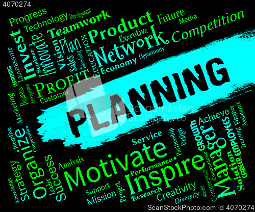 Image of Planning Words Represents Organizer Date And Planner