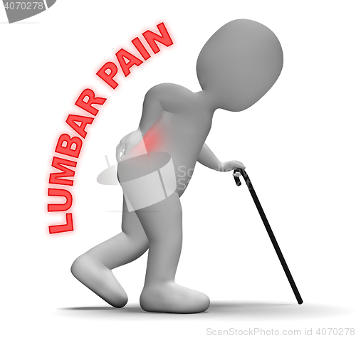 Image of Lumbar Pain Indicates Spinal Column And Agony 3d Rendering