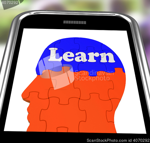 Image of Learn On Brain On Smartphone Showing Human Training