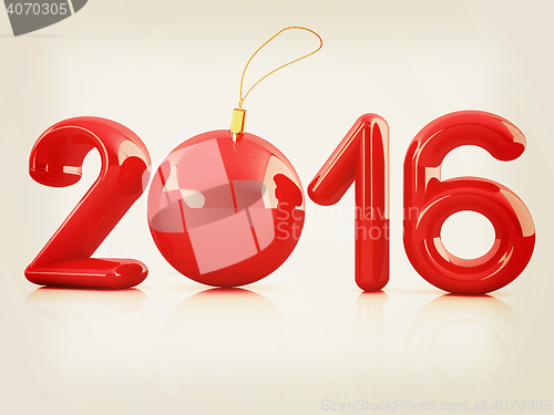Image of Happy new 2016 year. 3D illustration. Vintage style.