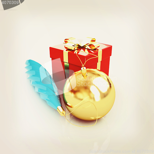 Image of Beautiful Christmas gifts. 3D illustration. Vintage style.