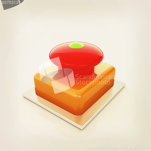Image of Emergency Button 3d icon. 3D illustration. Vintage style.