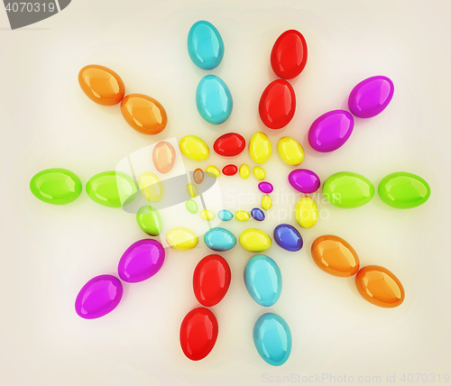 Image of Colored Eggs on a white background. 3D illustration. Vintage sty