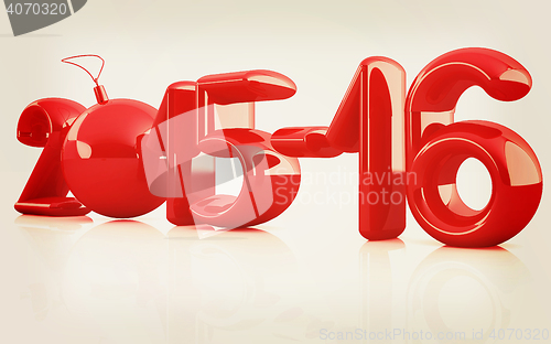 Image of Happy new 2016 year. 3D illustration. Vintage style.