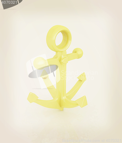 Image of anchor. 3D illustration. Vintage style.