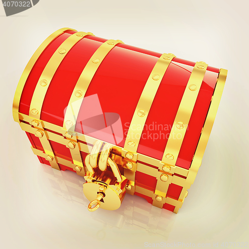 Image of cartoon chest. 3D illustration. Vintage style.