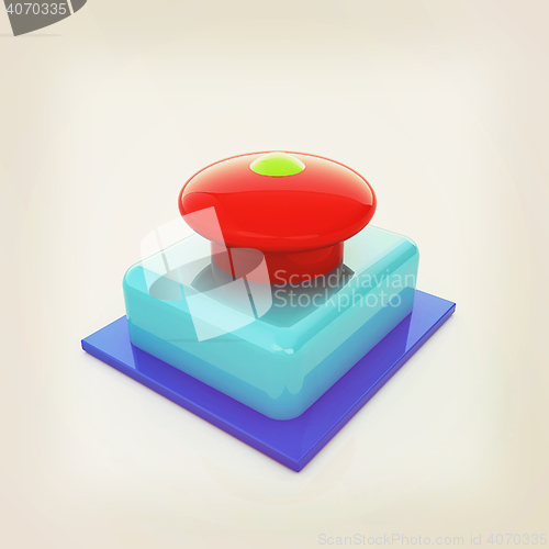Image of Emergency Button 3d icon. 3D illustration. Vintage style.
