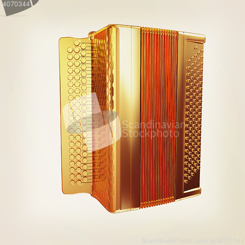 Image of Musical gold icon instruments - bayan. 3D illustration. Vintage 