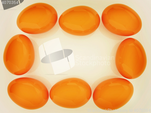 Image of Colored Eggs on a white background. 3D illustration. Vintage sty