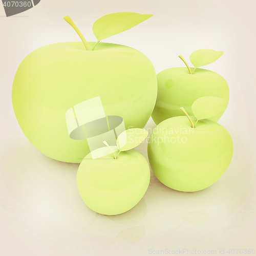 Image of One large apple and apples around - from the smallest to largest