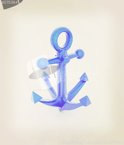 Image of anchor. 3D illustration. Vintage style.