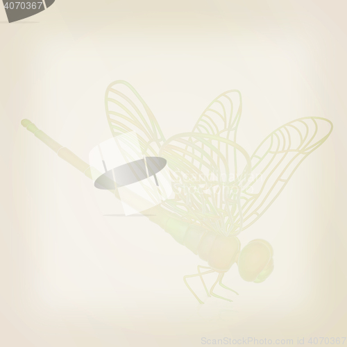 Image of Dragonfly. 3D illustration. Vintage style.