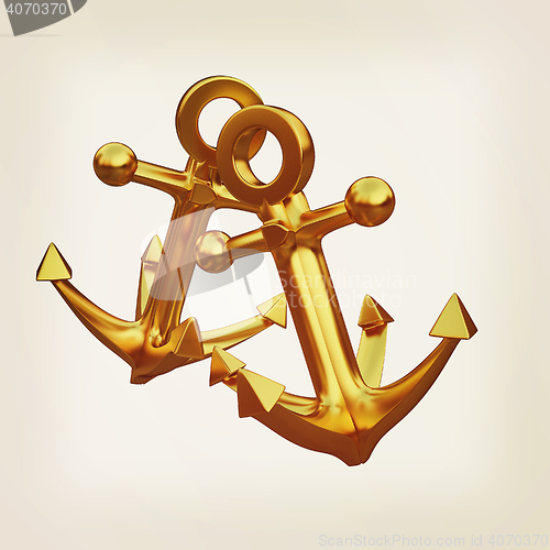 Image of Gold anchors. 3D illustration. Vintage style.