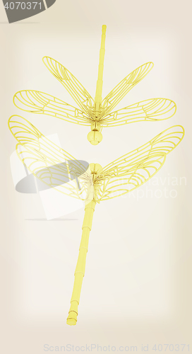 Image of Dragonfly. 3D illustration. Vintage style.