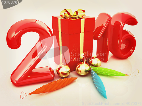 Image of Happy new 2016 year. 3D illustration. Vintage style.