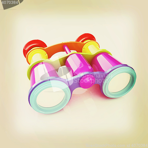 Image of binoculars. 3D illustration. Vintage style.