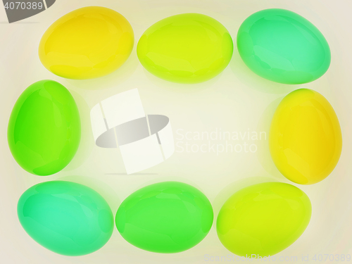 Image of Colored Eggs on a white background. 3D illustration. Vintage sty