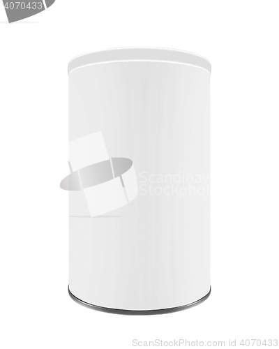 Image of White tin box packaging container for tea or coffee
