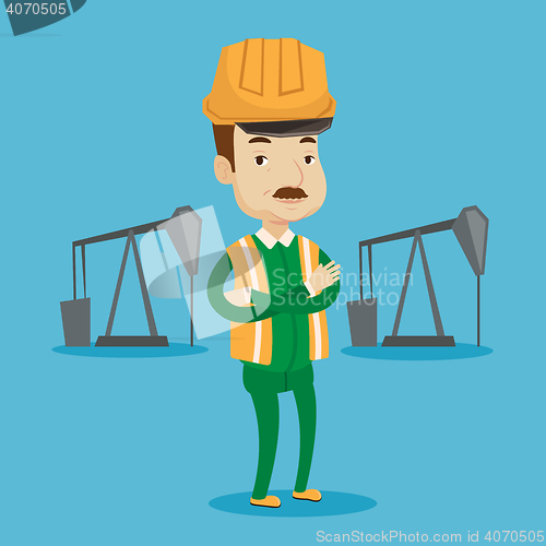 Image of Cnfident oil worker vector illustration.