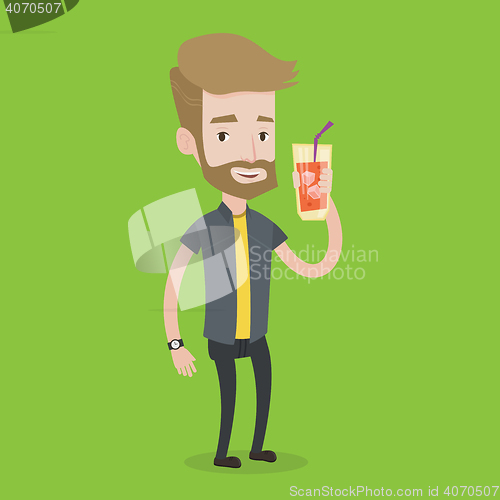 Image of Man drinking cocktail vector illustration.