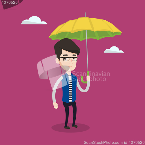 Image of Businessman with umbrella vector illustration.