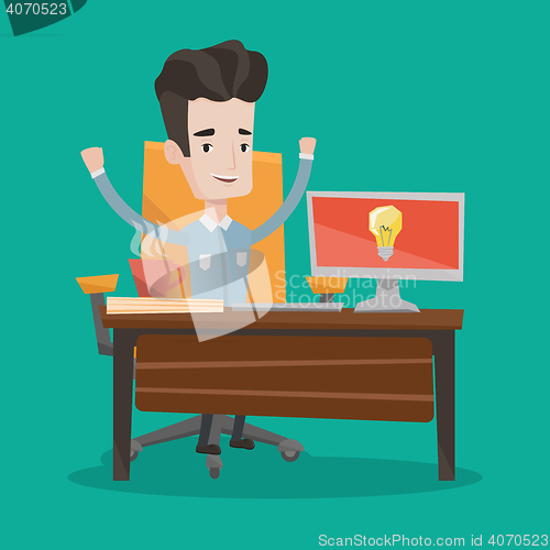 Image of Creative excited businessman having business idea.