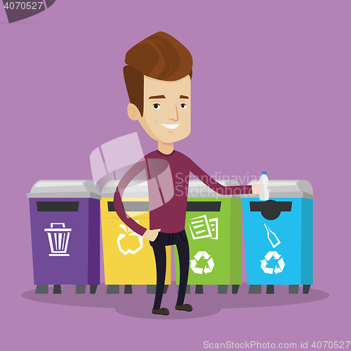 Image of Man throwing away plastic bottle.