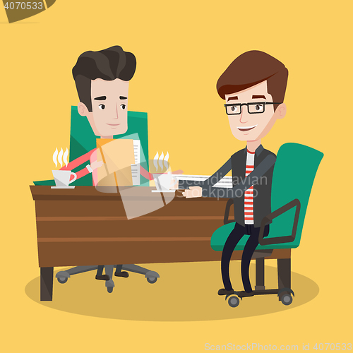 Image of Two businessmen during business meeting.