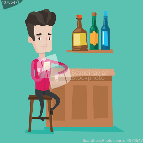 Image of Man sitting at the bar counter vector illustration