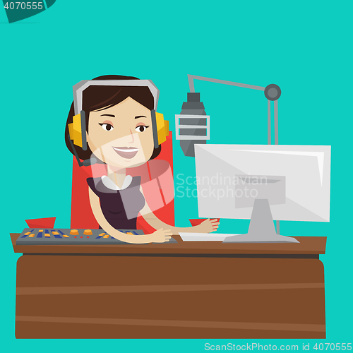 Image of Female dj working on the radio vector illustration