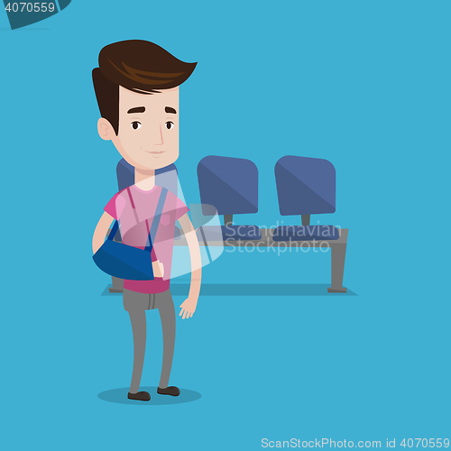 Image of Injured man with broken arm vector illustration.