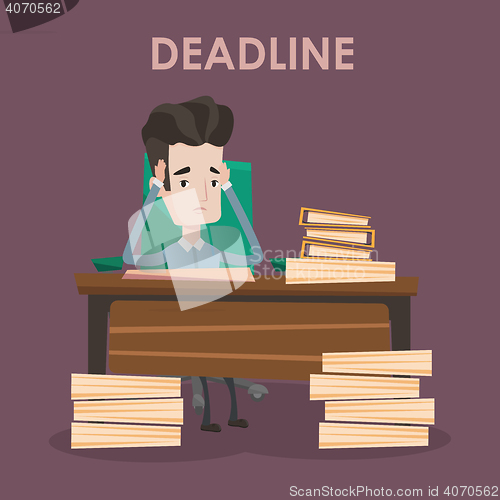 Image of Businessman having problem with deadline.