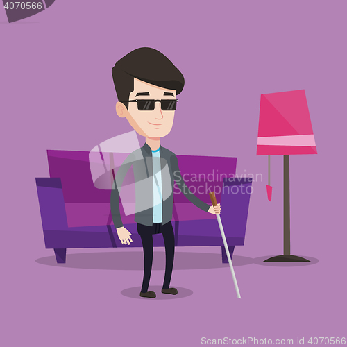 Image of Blind man with stick vector illustration.