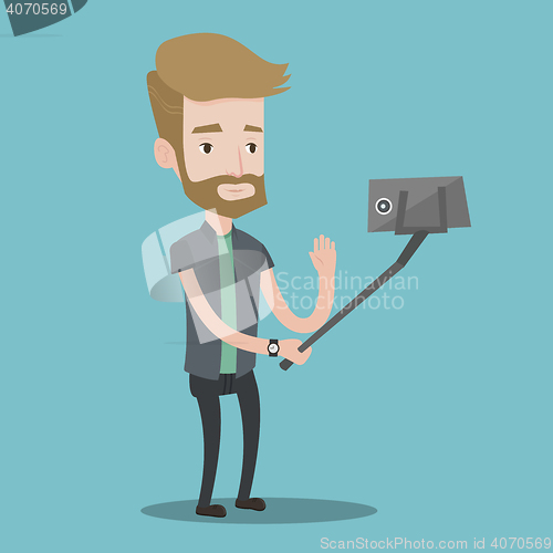 Image of Man making selfie vector illustration.