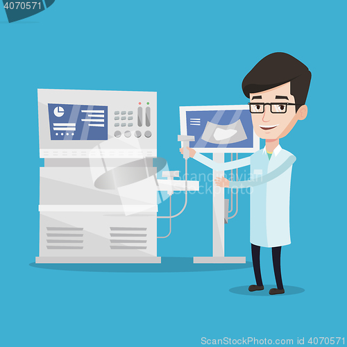 Image of Male ultrasound doctor vector illustration.