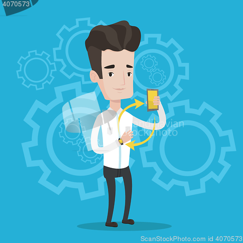 Image of Synchronization between smartwatch and smartphone.
