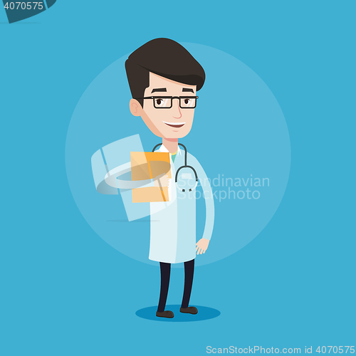 Image of Doctor with file in medical office.