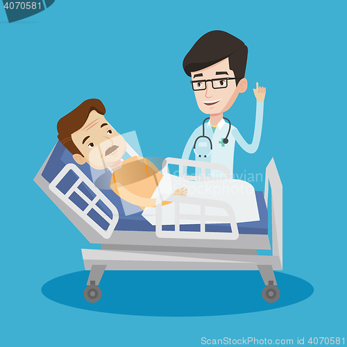 Image of Doctor visiting patient vector illustration.