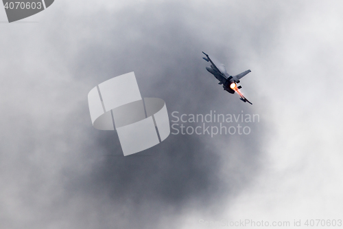 Image of LEEUWARDEN, THE NETHERLANDS - JUN 11, 2016: Dutch F-16 fighter j